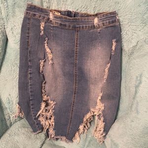 Ripped Jean midi skirt from American Bazi